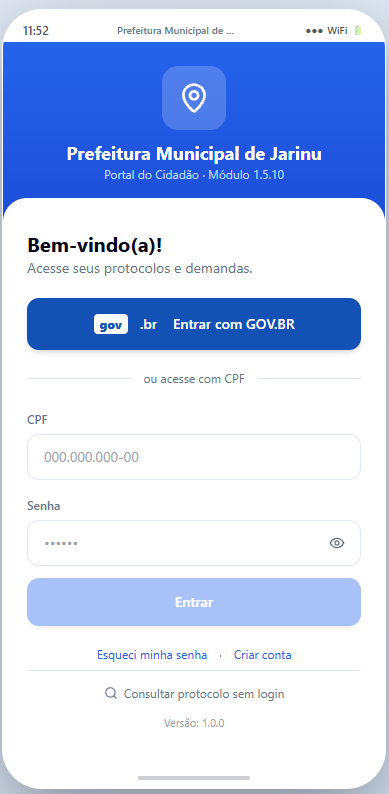 Govflow App Tela de Login
